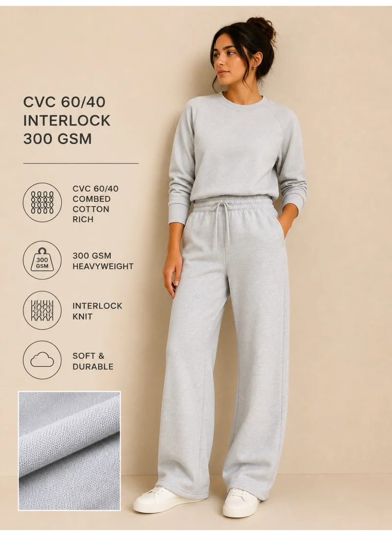 Victor And Jane  "Light Grey Straight-Leg Drawstring Joggers –Cotton interlock for Women | Best Price UAE