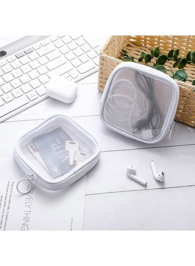 Weewooday 4 قطع حقيبة مكياج شبكية حقيبة تجميل شبكية حقيبة أدوات السفر مع سحاب حقيبة مكياج صغيرة للإكسسوارات اليومية (صغيرة، بيضاء) - Image 5