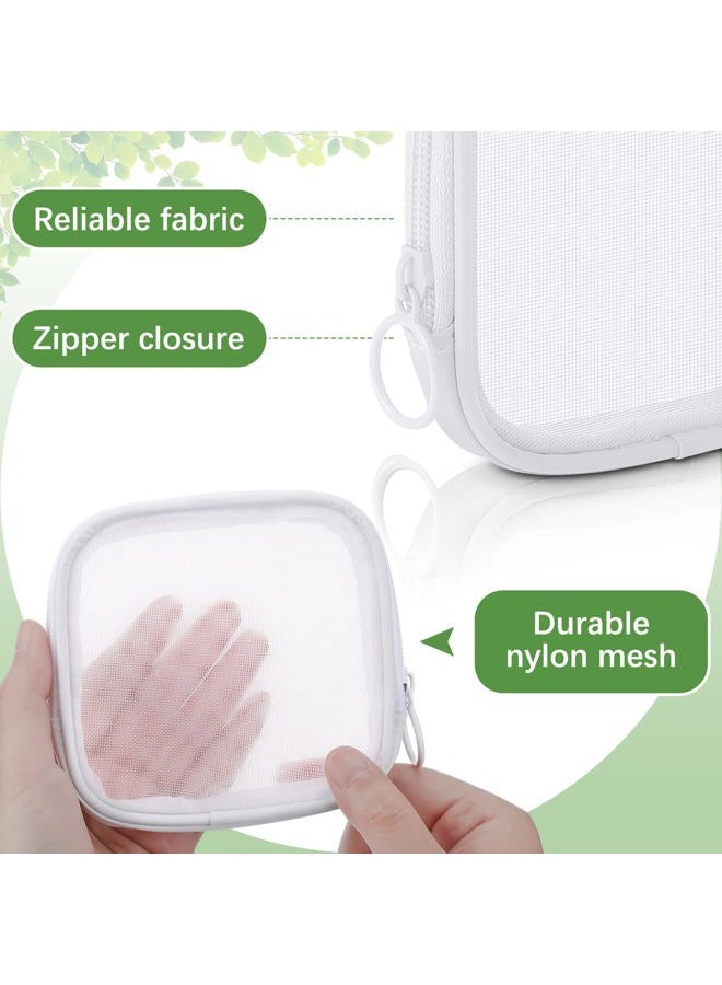 Weewooday 4 قطع حقيبة مكياج شبكية حقيبة تجميل شبكية حقيبة أدوات السفر مع سحاب حقيبة مكياج صغيرة للإكسسوارات اليومية (صغيرة، بيضاء) - Image 3