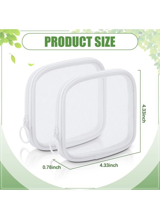 Weewooday 4 قطع حقيبة مكياج شبكية حقيبة تجميل شبكية حقيبة أدوات السفر مع سحاب حقيبة مكياج صغيرة للإكسسوارات اليومية (صغيرة، بيضاء) - Image 2