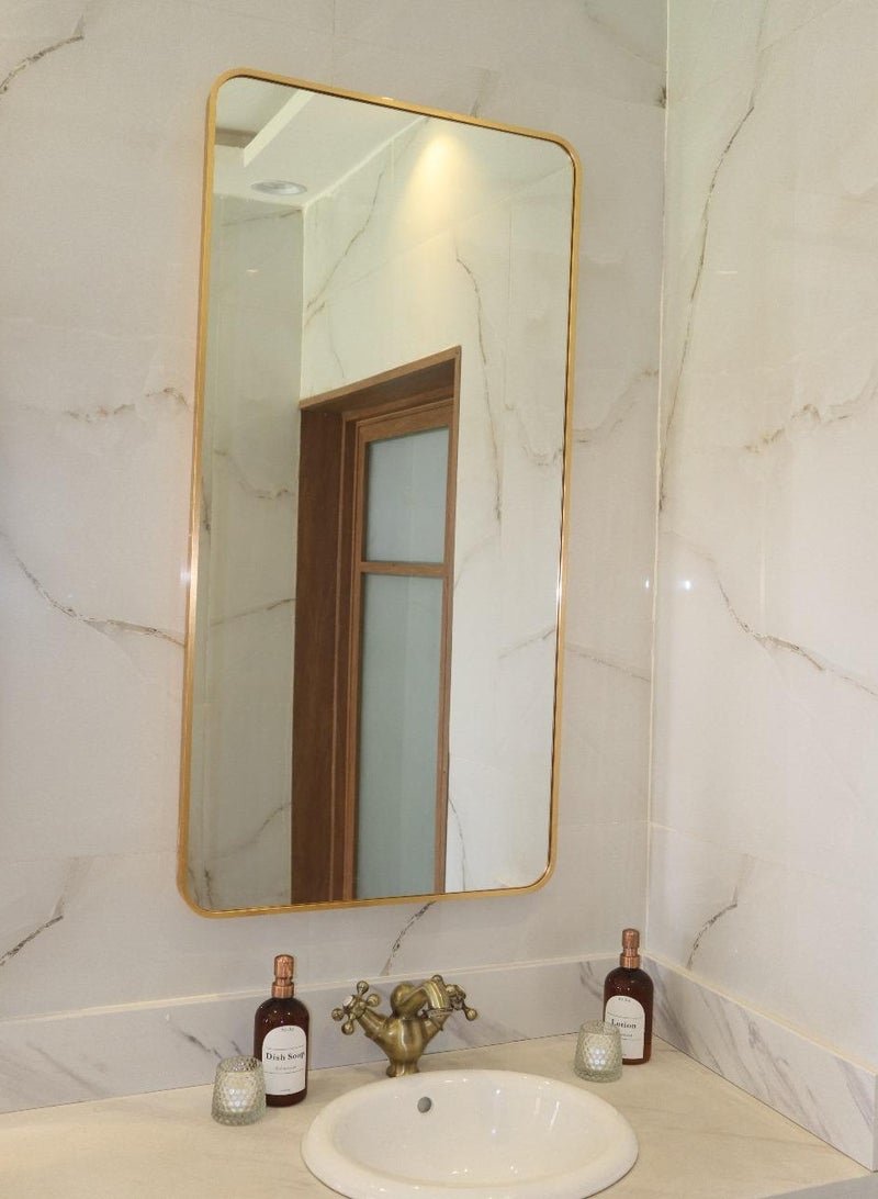 Glass Corner Rectangular mirrors with a gold aluminum frame