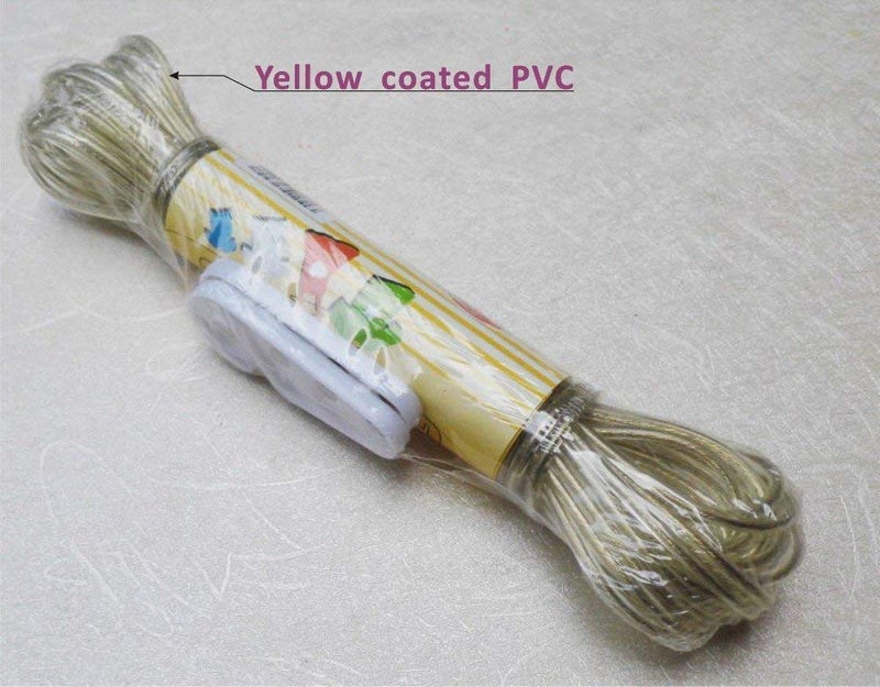 IVAAN Royals 20 Meter PVC Coated Steel AntiRust Wire Rope Washing Line Clothesline with 2 Plastic Hooks Multi Color - Image 3