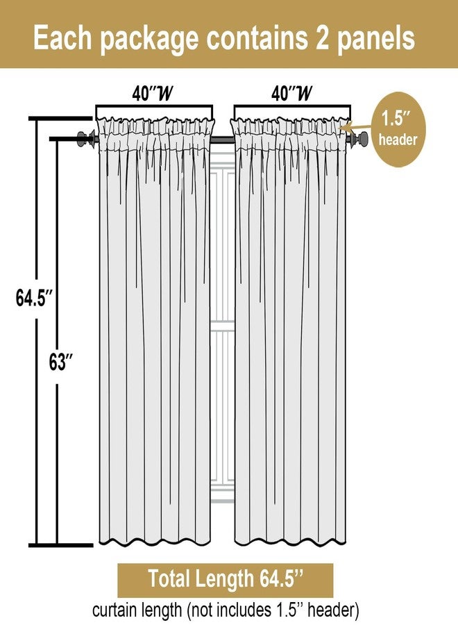 Lecloud Bessie White Curtains 63 Inch Length 2 Panels, Light Filtering Curtains for Bedroom, Faux Linen Textured Window Drapes with Rod Pocket, Window Treatments for Living Room, Each 40 W x 63 L - Image 4