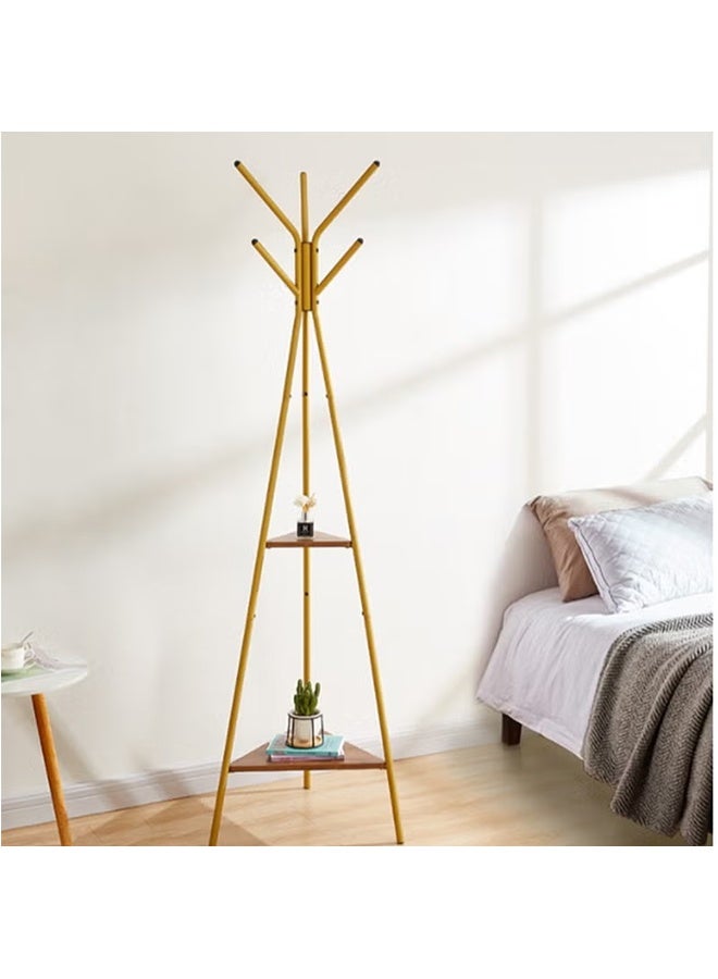 Arabest Coat Rack Freestanding, Coat Hanger Stand, Hall Tree with 2 Shelves, for Clothes, Hat, Bag, Industrial Style, Rustic Brown and Gold（180cm） - Image 5