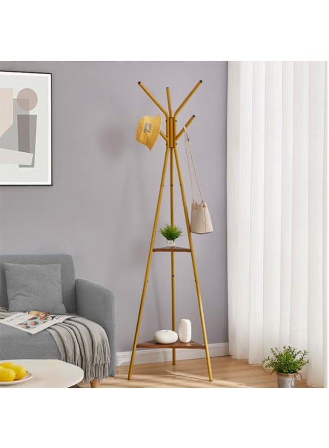 Arabest Coat Rack Freestanding, Coat Hanger Stand, Hall Tree with 2 Shelves, for Clothes, Hat, Bag, Industrial Style, Rustic Brown and Gold（180cm） - Image 3