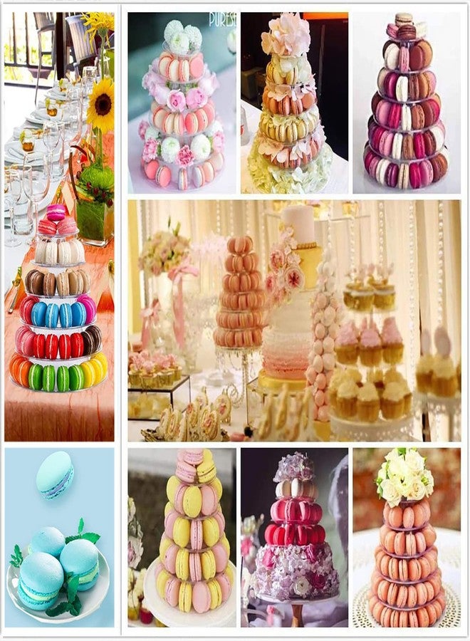 Ufurty 6 Tiers Round Macaron Tower Stand Plastic Transparent Cake Stand Macaron Display Rack Desserts Cupcake Holder Platter for Baby Shower, Birthday Party, Wedding, Party Decor - Image 5