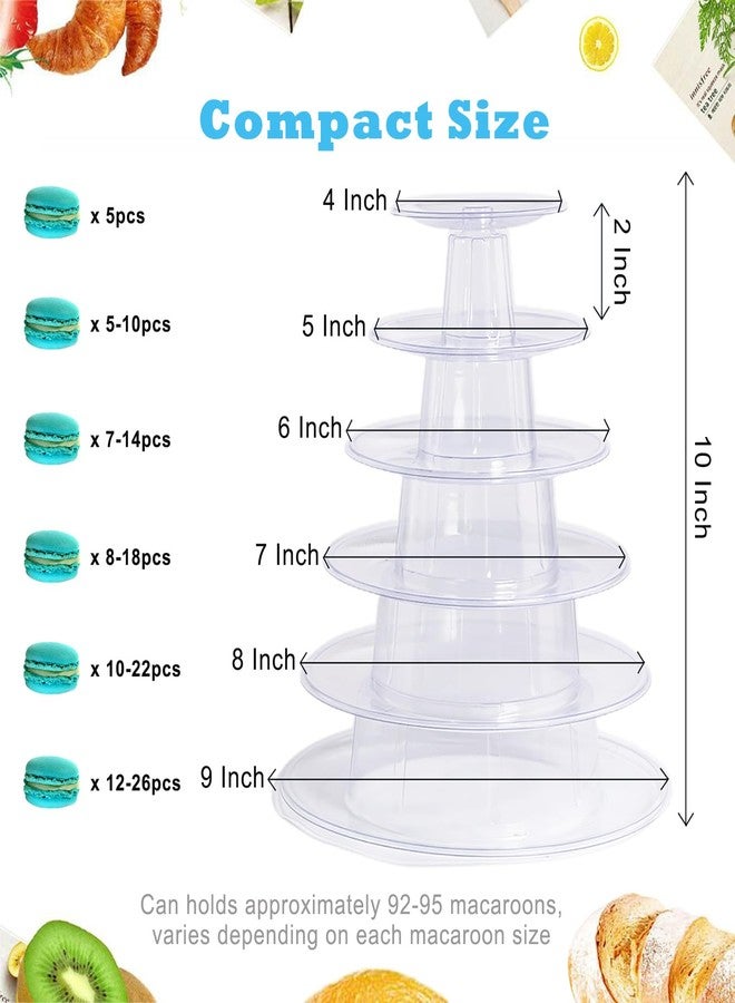 Ufurty 6 Tiers Round Macaron Tower Stand Plastic Transparent Cake Stand Macaron Display Rack Desserts Cupcake Holder Platter for Baby Shower, Birthday Party, Wedding, Party Decor - Image 3