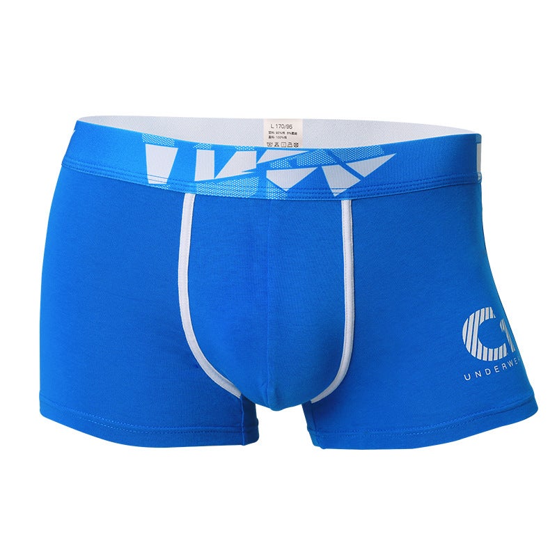 Mens Underwear Mens Pure Cotton Underpants Boxers Personalized Youth Boxer Shorts Breathable Summer Thin Fashionable Tight Pants Blue