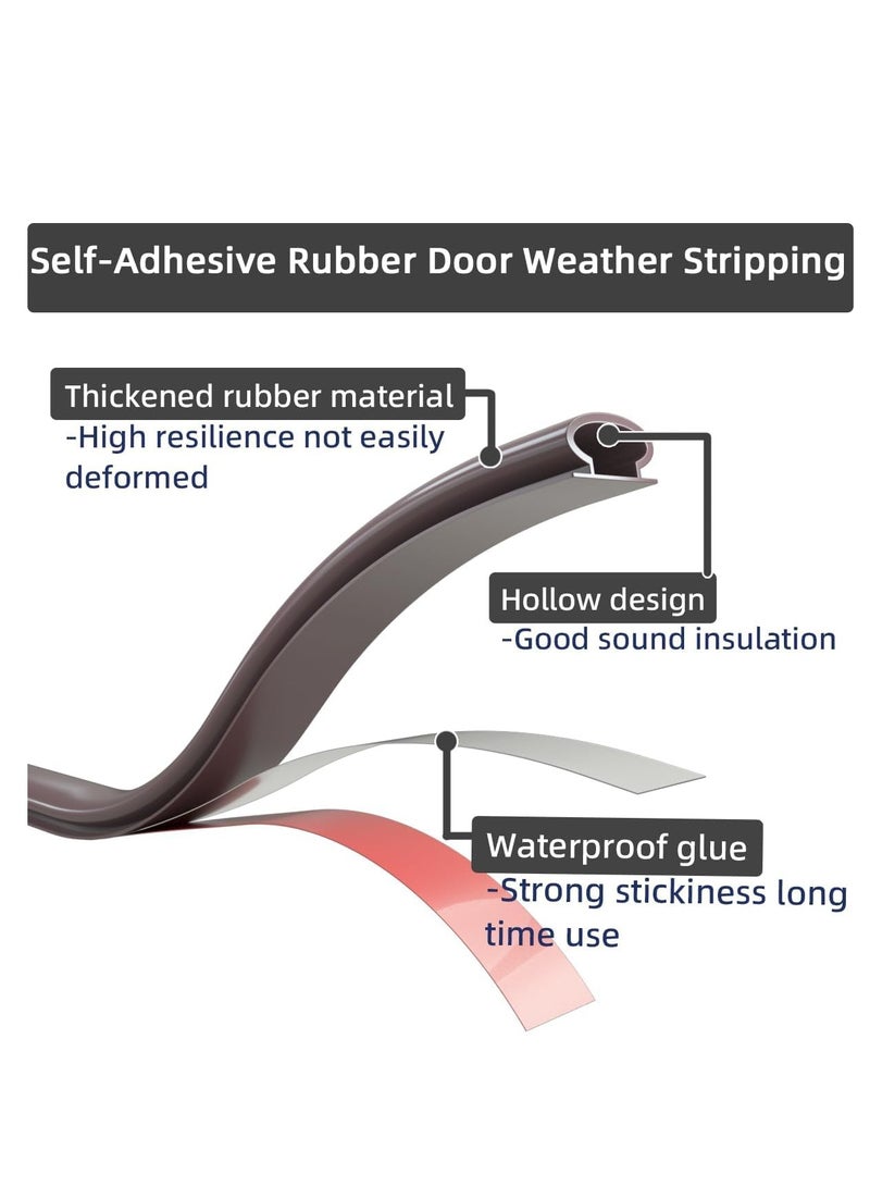 Excefore Door Weather Stripping Door Seal Strip,19.7 Feet Self-Adhesive Rubber Door Insulation Weather Strip for Window and Door Soundproofing D Shape - Image 3