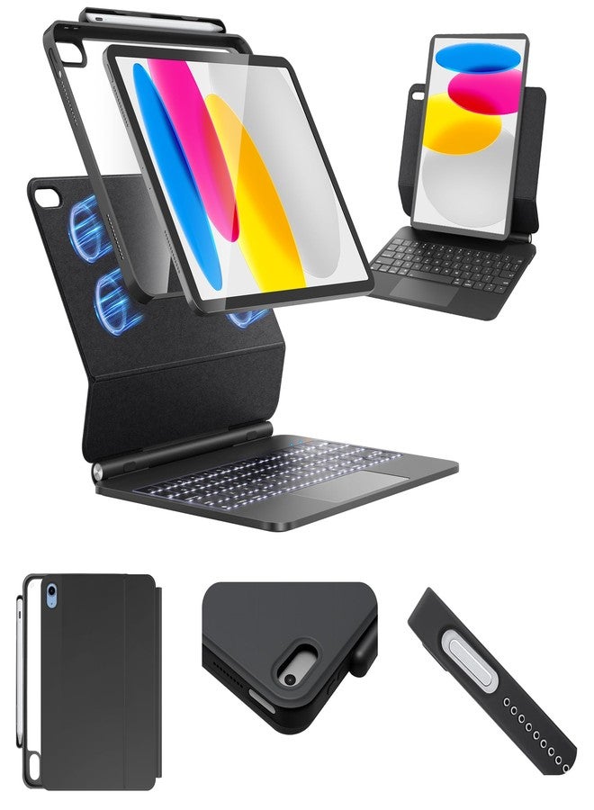 جراب لوحة مفاتيح Sunnymark لجهاز iPad من الجيل العاشر والحادي عشر (A16، 2025) - حامل مغناطيسي سهل التركيب، وضع عمودي/أفقي، جراب قابل للإزالة مع لوحة لمس متعددة اللمس - Image 1