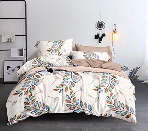 Mosho Glace Cotton Floral Super King Size Double Bed Sheet 108x108 Inch with XX-Large 2 Pillow Covers without any Joints ( Cream ) - Image 4