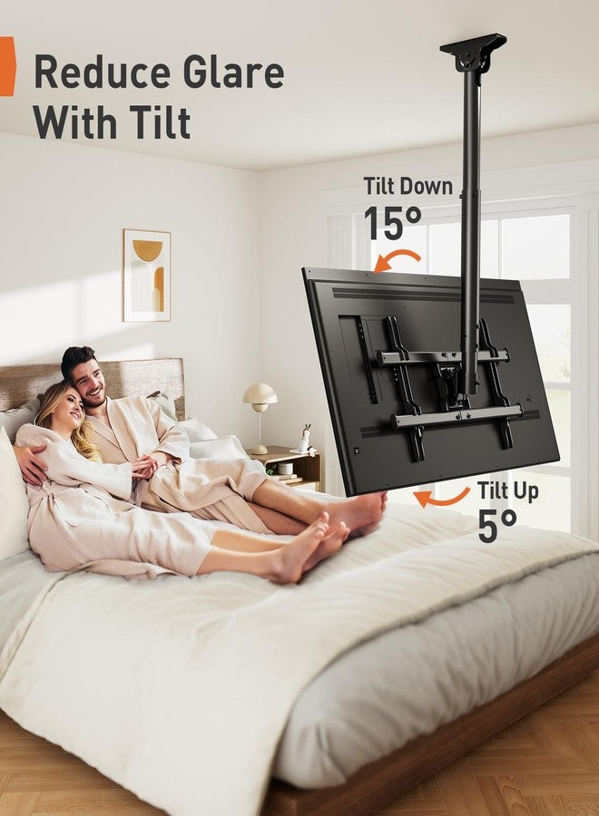 Perlegear Ceiling TV Mount, Hanging TV Mount for 37-75 inch Flat or Curved TVs up to 99 lbs, Full Motion TV Bracket with Swivel, Tilt, Max VESA 600x400mm, PGLCM1 - Image 4