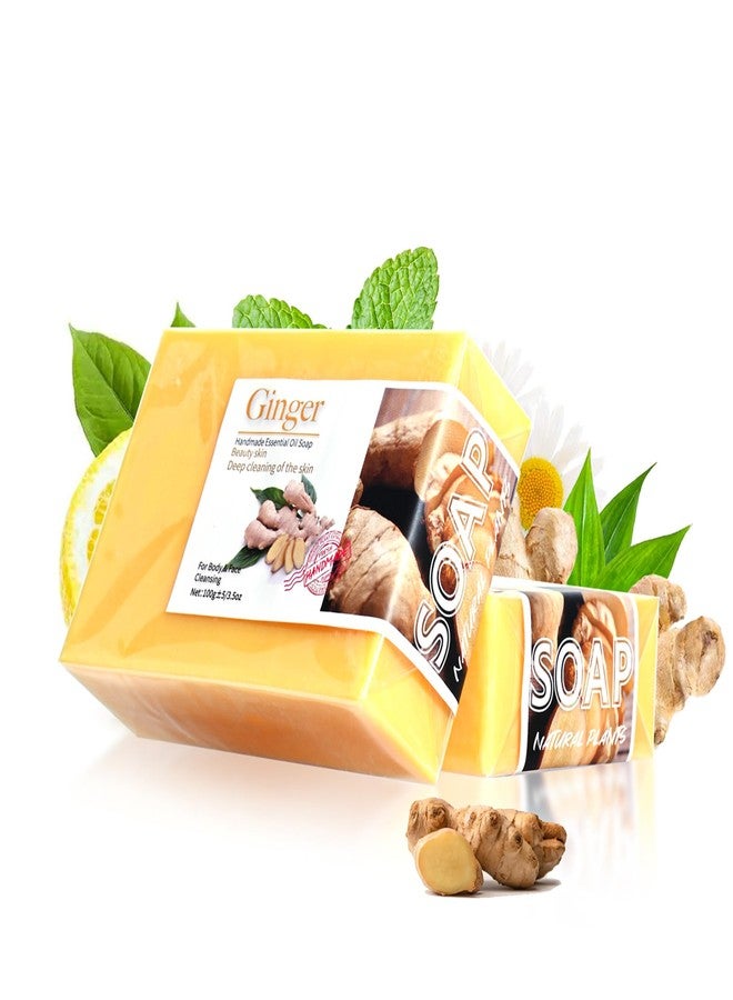 Easilydays Ginger Soap Bar for Face & Body Cleanser, Organic Turmeric Soap, Smooth & Beauty Skin, Deep Cleaning, Moisturizing, Natural Tumeric Handmade Ginger Essential Oils Bar for Men, Women, 3.53oz - Image 1