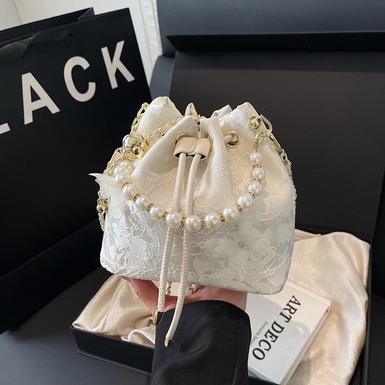 2025 Chinese New Embroidered Bucket Bag Chinese Cheongsam Style Pearl Hand Shoulder Crossbody Bag Classic Women'S Bag - Image 1