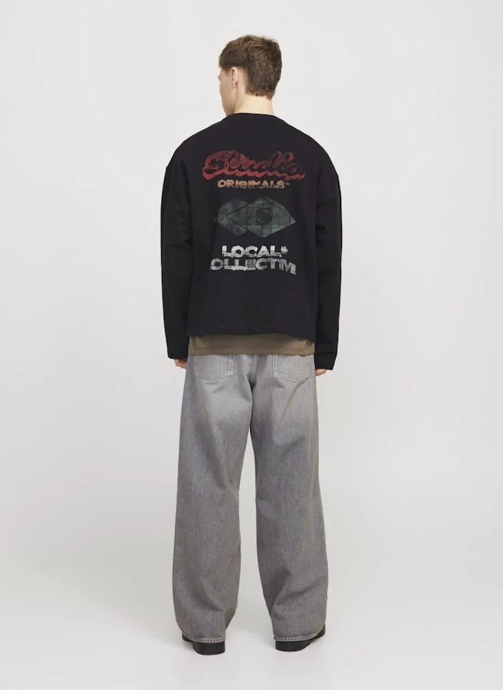 JACK & JONES Graphic Crew Neck Hoodie