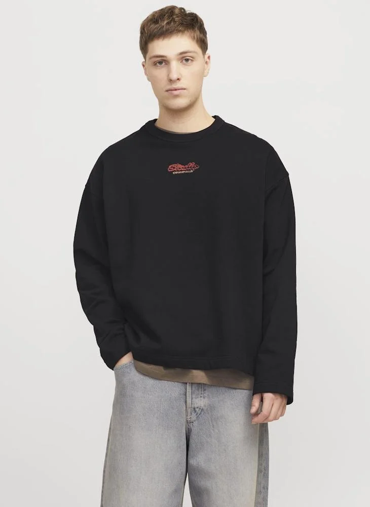 JACK & JONES Graphic Crew Neck Hoodie