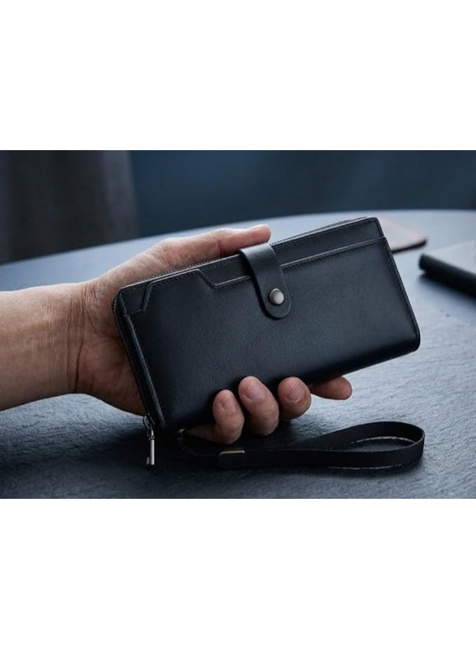 Versatile Long Leather Wallet for Men & Women – Stylish Design in Black for Money, Cards, Mobile Phone with Large Capacity and High Quality for Daily Use and Travel - Image 2