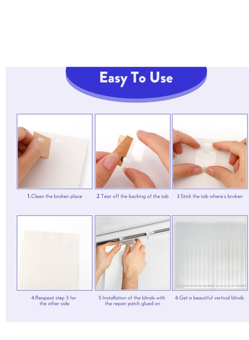 KASTWAVE Vertical Blind Replacement Slats, 22 Pieces Repair Tabs Set 6 Pieces White PVC Vertical Blind Slats Replacement Parts with 16 Clear Vertical Blind Repair Tabs for Sliding Door Window  - Image 3