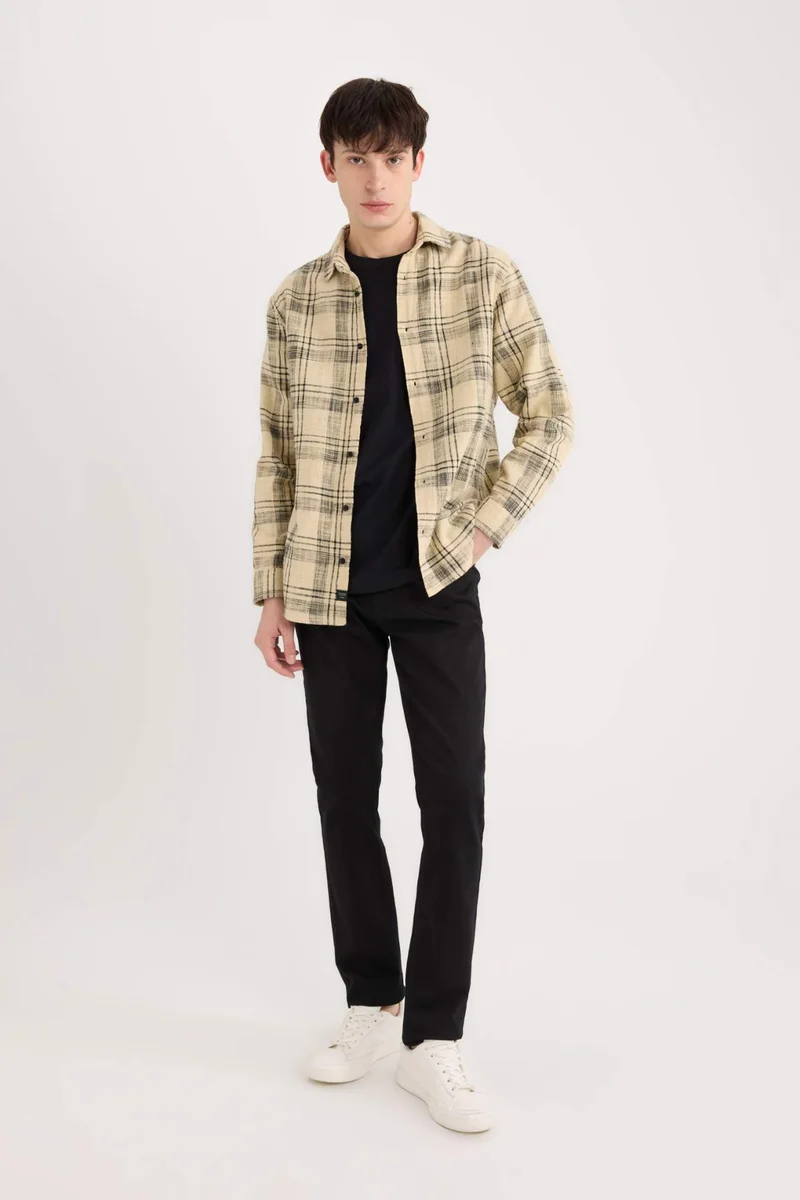 ديفاكتو Regular Fit Plaid Cotton Long Sleeve Shirt