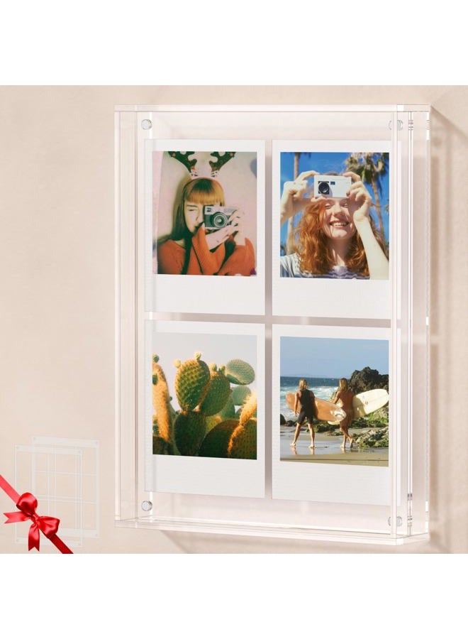 WINKINE Wall Polaroid Frame for i-Type/600/SX-70/Go Films, Photo Collage Frame 8" x 10.2", Acrylic Instant-Print Picture Frames for Photos, Tabletop Floating Pressed Flower Art Display - Image 1
