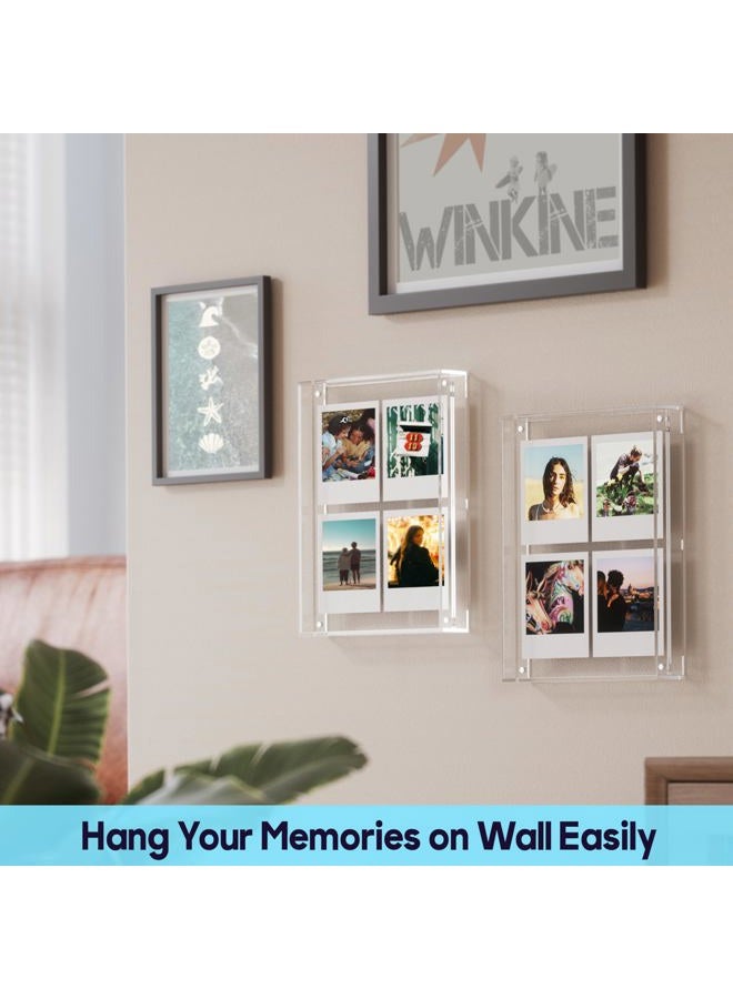 WINKINE Wall Polaroid Frame for i-Type/600/SX-70/Go Films, Photo Collage Frame 8" x 10.2", Acrylic Instant-Print Picture Frames for Photos, Tabletop Floating Pressed Flower Art Display - Image 3