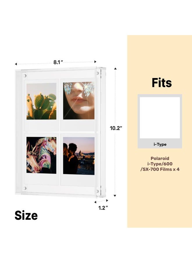 WINKINE Wall Polaroid Frame for i-Type/600/SX-70/Go Films, Photo Collage Frame 8" x 10.2", Acrylic Instant-Print Picture Frames for Photos, Tabletop Floating Pressed Flower Art Display - Image 2
