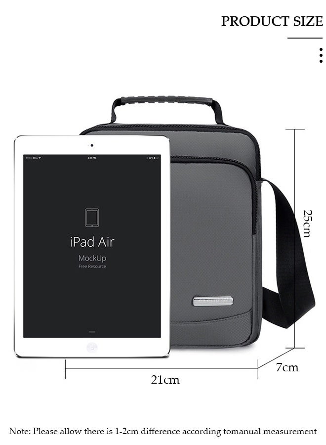 DUNISO Mens Crossbody Bag Shoulder Bag with Adjustable Strap and Top Handle Multi-layer Functional New Trends Fashion Handbag Grey - Image 2