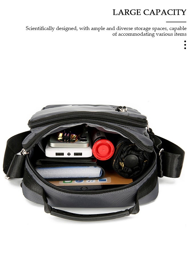 DUNISO Mens Crossbody Bag Shoulder Bag with Adjustable Strap and Top Handle Multi-layer Functional New Trends Fashion Handbag Grey - Image 4