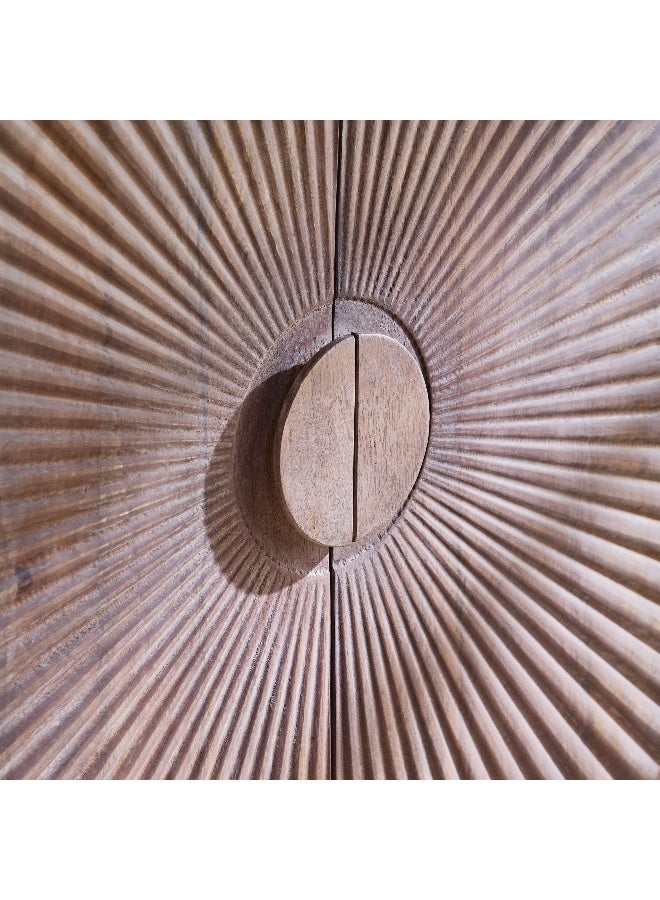 Home Box بوفيه خشبي صلب منحوت ذو بابين أولغا - Image 5