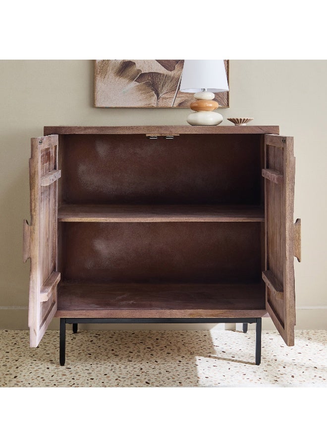 Home Box بوفيه خشبي صلب منحوت ذو بابين أولغا - Image 3