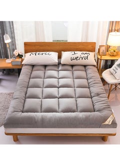 Arabest Comfort Extra Thick Mattress Topper with Piping and Highly Elastic Bands Extra Thick Plush Bed Topper with 100% Cotton Cover for Back Pain Size 150x200cm - Grey  - Image 3