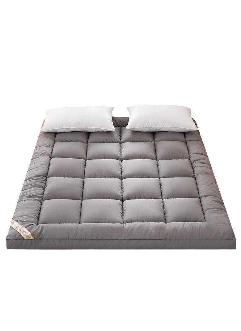 Arabest Comfort Extra Thick Mattress Topper with Piping and Highly Elastic Bands Extra Thick Plush Bed Topper with 100% Cotton Cover for Back Pain Size 150x200cm - Grey  - Image 5