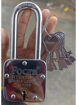 Foora Foora Atoot 60mm Long Shackle Padlock 8 Levers with Double Locking Mechanism Includes 5 Keys for Home Shops Offices Main Door Warehouse and Shutter  - Image 2