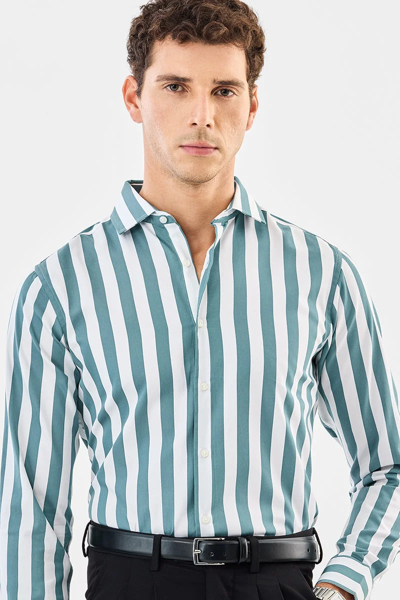 SNITCH Slim Fit 100% Cotton Stripes Luxe Shirt