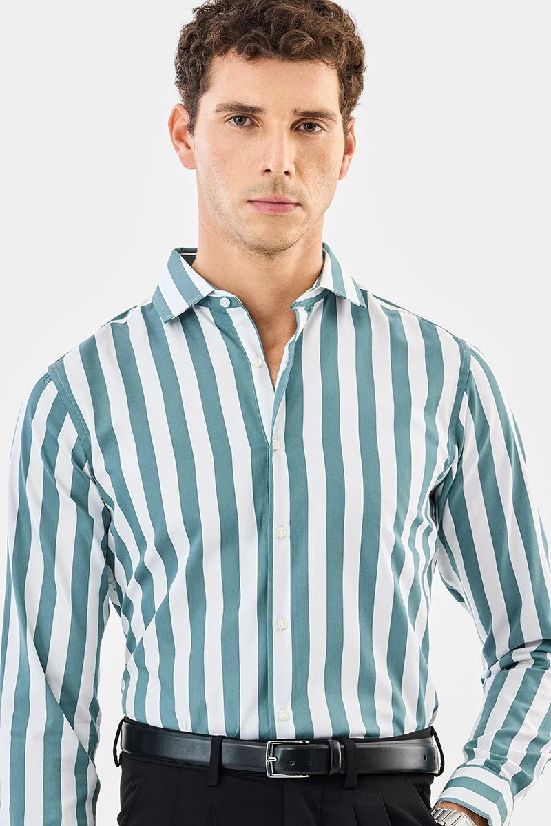 SNITCH Slim Fit 100% Cotton Stripes Luxe Shirt