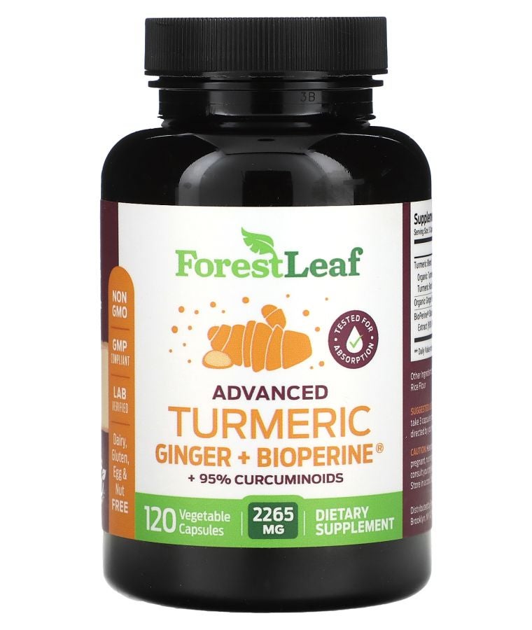 Advanced Turmeric Ginger + Bioperine 120 Vegetable Capsules