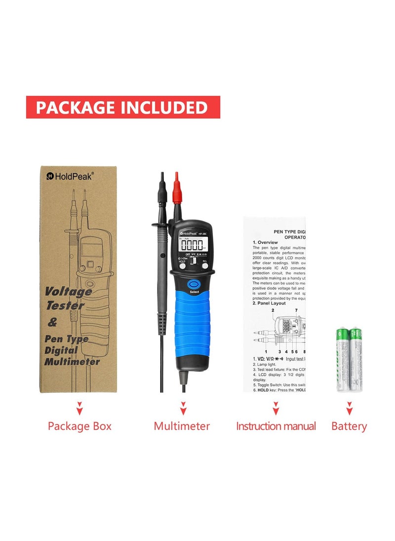 Pen Type Ac Dc Voltage Resistance Capacitance Digital Multimeter HP-38C Black/Blue