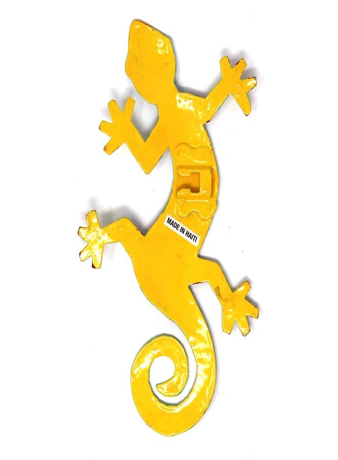 Global Crafts 8" Painted Gecko Recycled Haitian Metal Wall Art Blue Green, Florida - Image 4