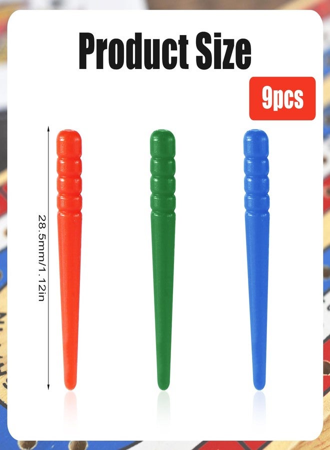 NQEUEPN 9pcs Cribbage Board Pegs, Plastic Cribbage Pegs Fit 1/8 Holes Peg Board Game Traditional Crib Board Pins Cribbage Board Game Accessories (Red, Blue, Red) - Image 2