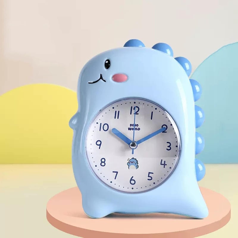 Travel Clock Dinosaur Alarm Clock for Kids, Cute Bedroom Decoration, Non Ticking Silent, Backlight Super Loud, for Gifts Decoration(Blue) - Image 1