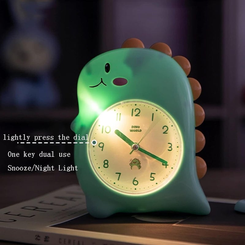 Travel Clock Dinosaur Alarm Clock for Kids, Cute Bedroom Decoration, Non Ticking Silent, Backlight Super Loud, for Gifts Decoration(Blue) - Image 3