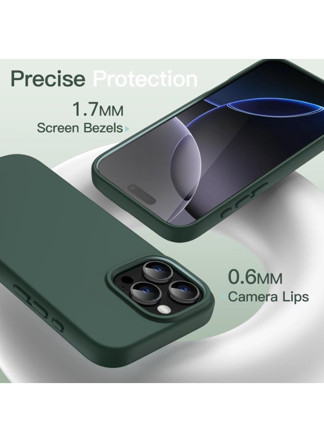 Silicone Case Compatible with iPhone 16  Pro Max, Slim Liquid Silicone Phone Case with 3-Layer Soft Rubber Shockproof TPU Lining (Dark Green) - Image 3