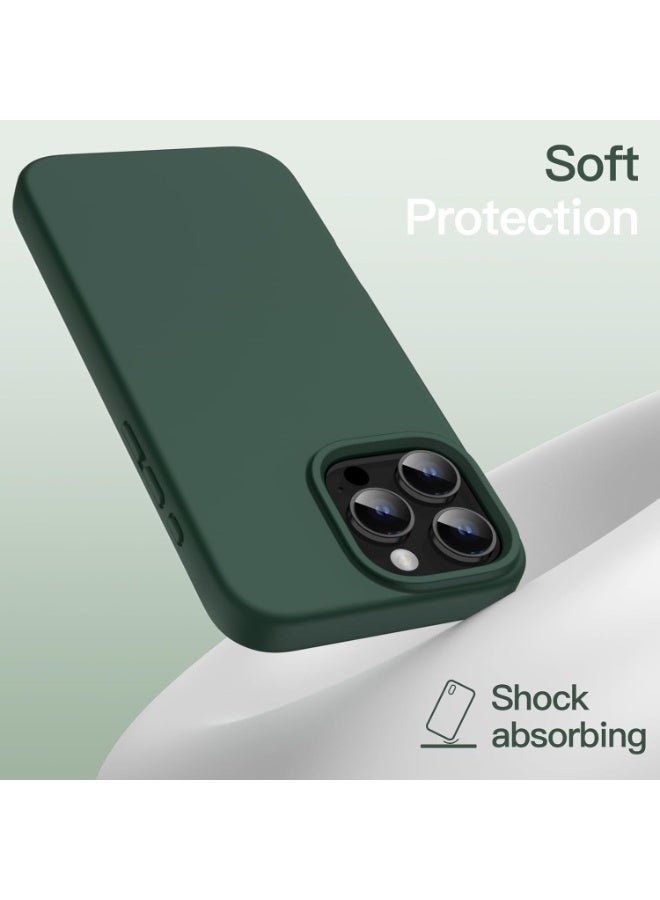 Silicone Case Compatible with iPhone 16  Pro Max, Slim Liquid Silicone Phone Case with 3-Layer Soft Rubber Shockproof TPU Lining (Dark Green) - Image 2