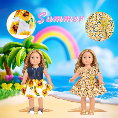 ARTST 18 inch Doll Clothes Accessories, 18PCS Doll Clothes Outfit Dress for 18 inch, Xmas Gift for Girls(10 Set) - Image 3