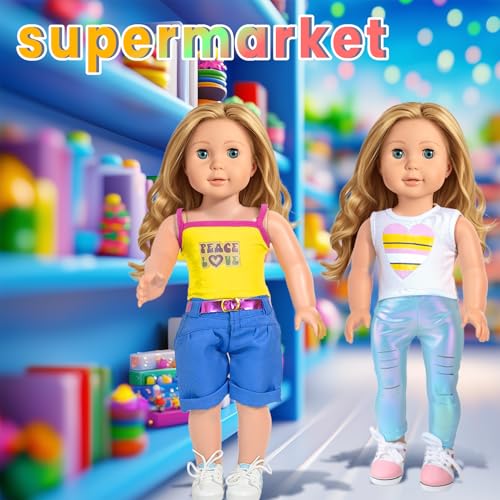 ARTST 18 inch Doll Clothes Accessories, 18PCS Doll Clothes Outfit Dress for 18 inch, Xmas Gift for Girls(10 Set) - Image 4