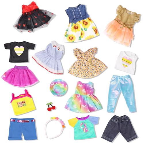 ARTST 18 inch Doll Clothes Accessories, 18PCS Doll Clothes Outfit Dress for 18 inch, Xmas Gift for Girls(10 Set) - Image 2