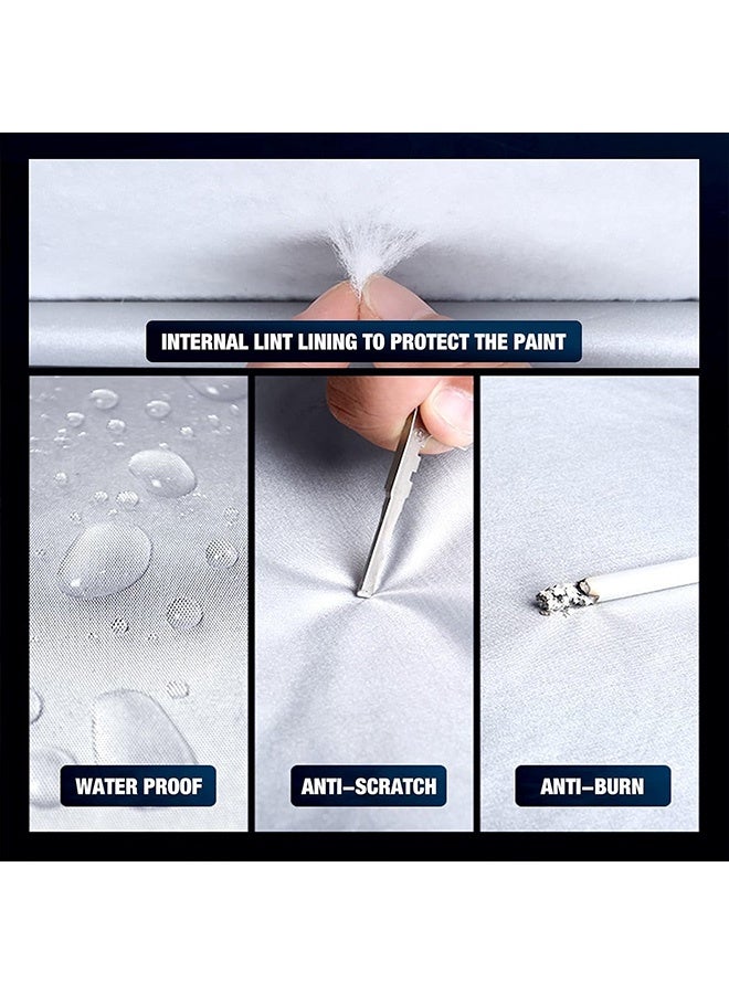 Outdoor Car Cover Waterproof All Weather for Automobiles Full Size Cover Rain Sun UV Protection with Reflective Strips High-Elasticity Strap for Strong Wind & Sandstorm Conditions Universal Fit for Automobiles Sedan Silver - Image 3