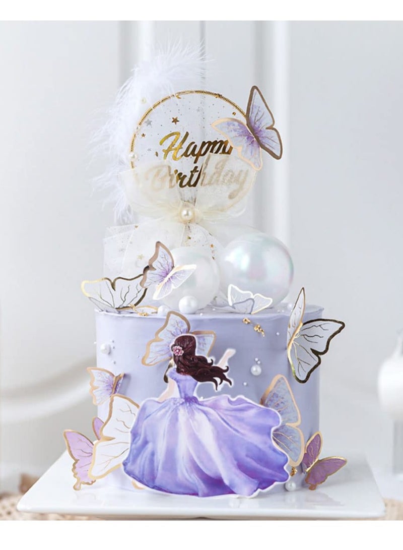 Zikra 25pcs Butterfly Cake Toppers, Purple Princess Fairy Supplies, Cupcake Toppers Picks, Decoration for Birthday Baby Shower Wedding Theme Party - Image 4