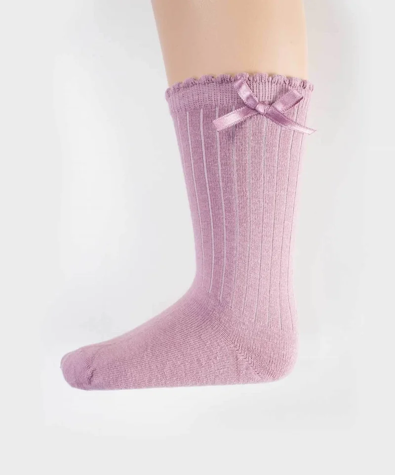 Cigit Cigit Kids Knee Length Girls Socks 2-9 Years Dried Rose