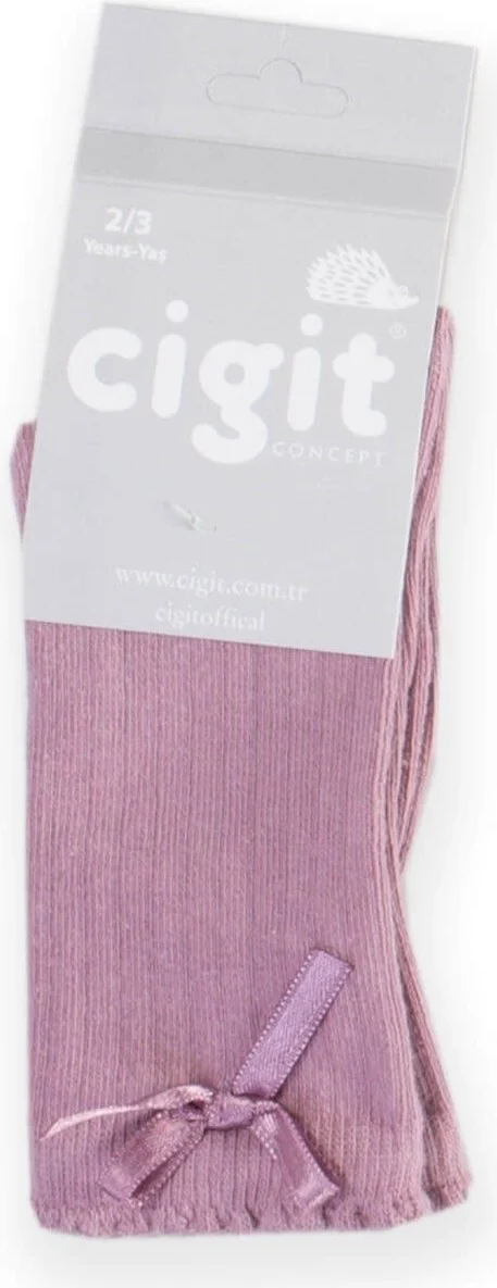 Cigit Cigit Kids Knee Length Girls Socks 2-9 Years Dried Rose